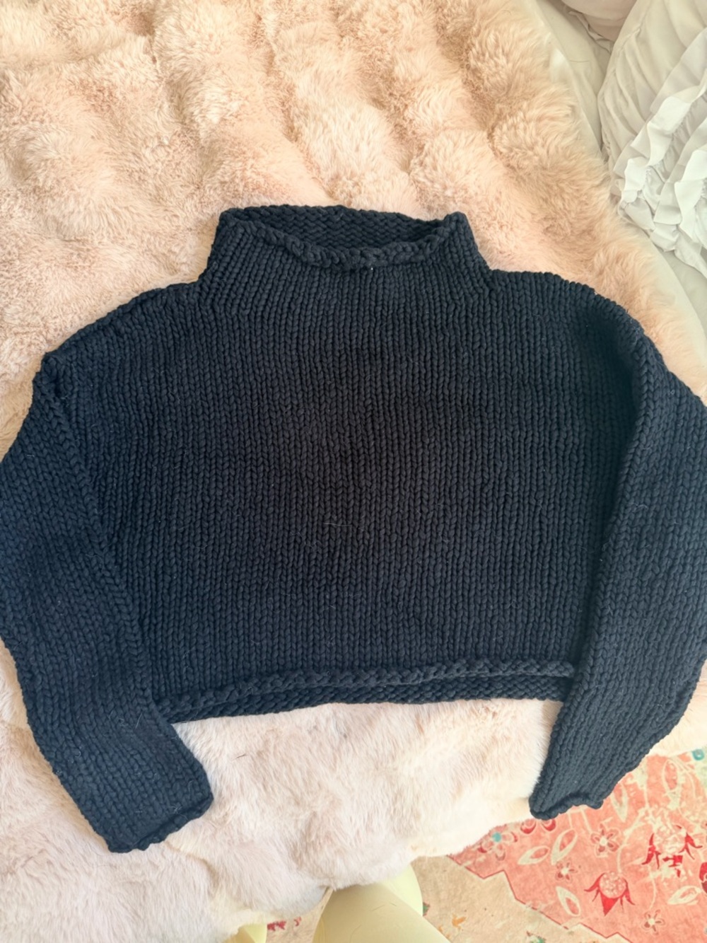 Free People Black Opal Rollneck Chunky Knit Sweater - Cozy Women's Pullover - Picture 3 of 6